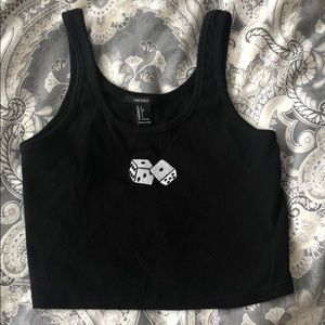 BLACK CROP TANK TOP with DICE ON FRONT